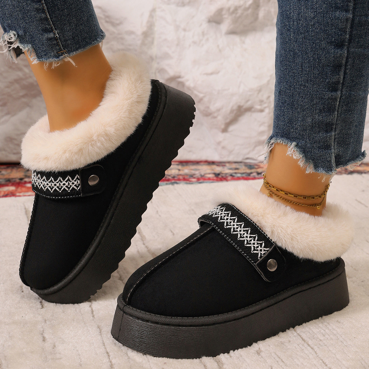 Platform Faux Fur Lined Suede Slip-On Boots