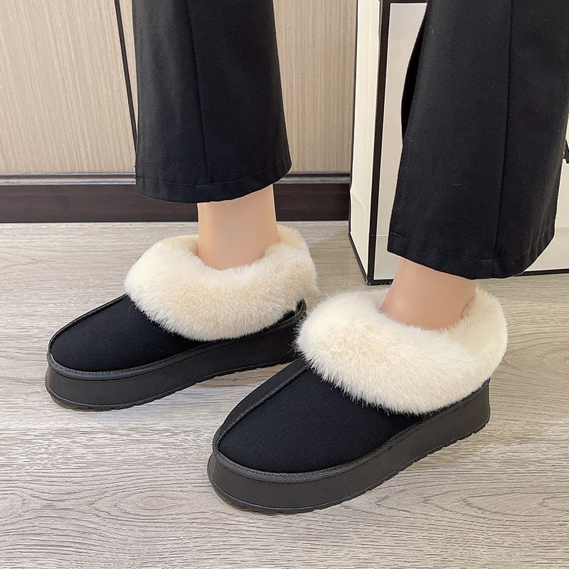 Bootara Women's Poppy Cozy Platform Boots – Plush Faux Fur Cuff Slip-On Winter Booties (US 5–10.5)