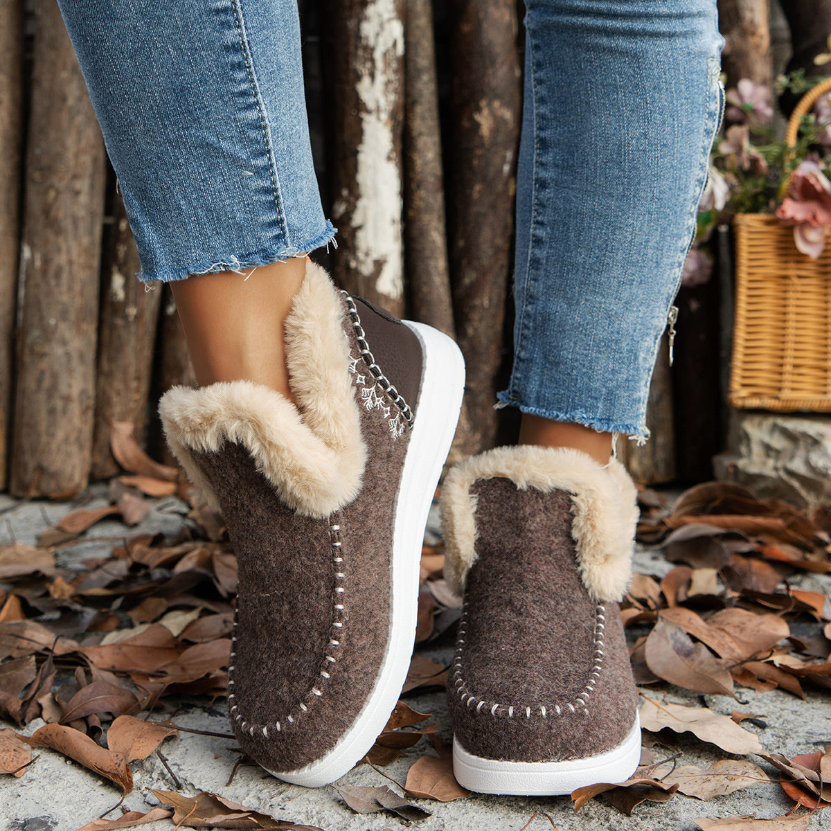 Round Toe Winter Ankle Boots