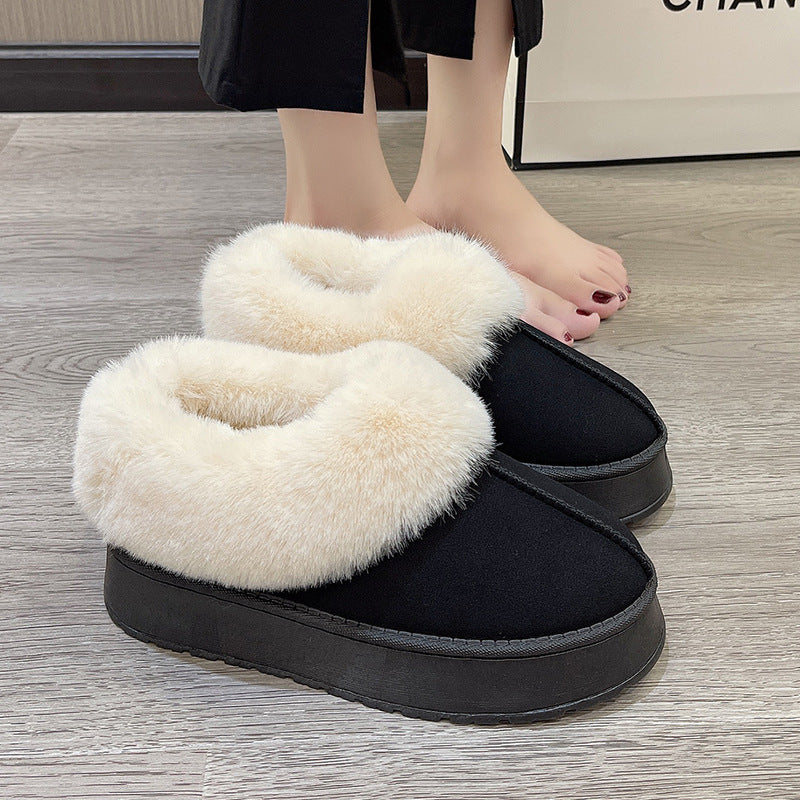 Bootara Women's Poppy Cozy Platform Boots – Plush Faux Fur Cuff Slip-On Winter Booties (US 5–10.5)