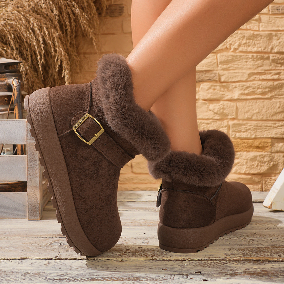 Faux Fur Lined Suede Winter Boots