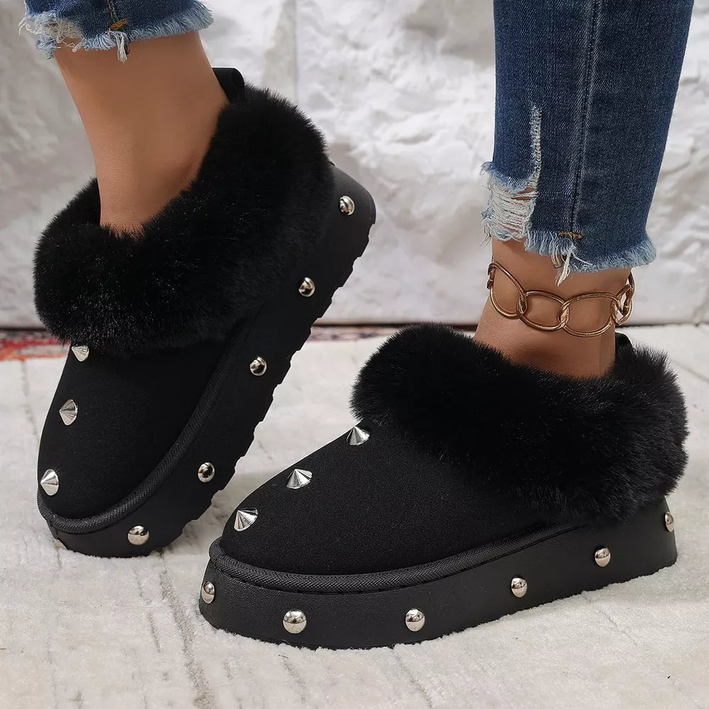 Studded Platform Faux Fur Lined Winter Boots