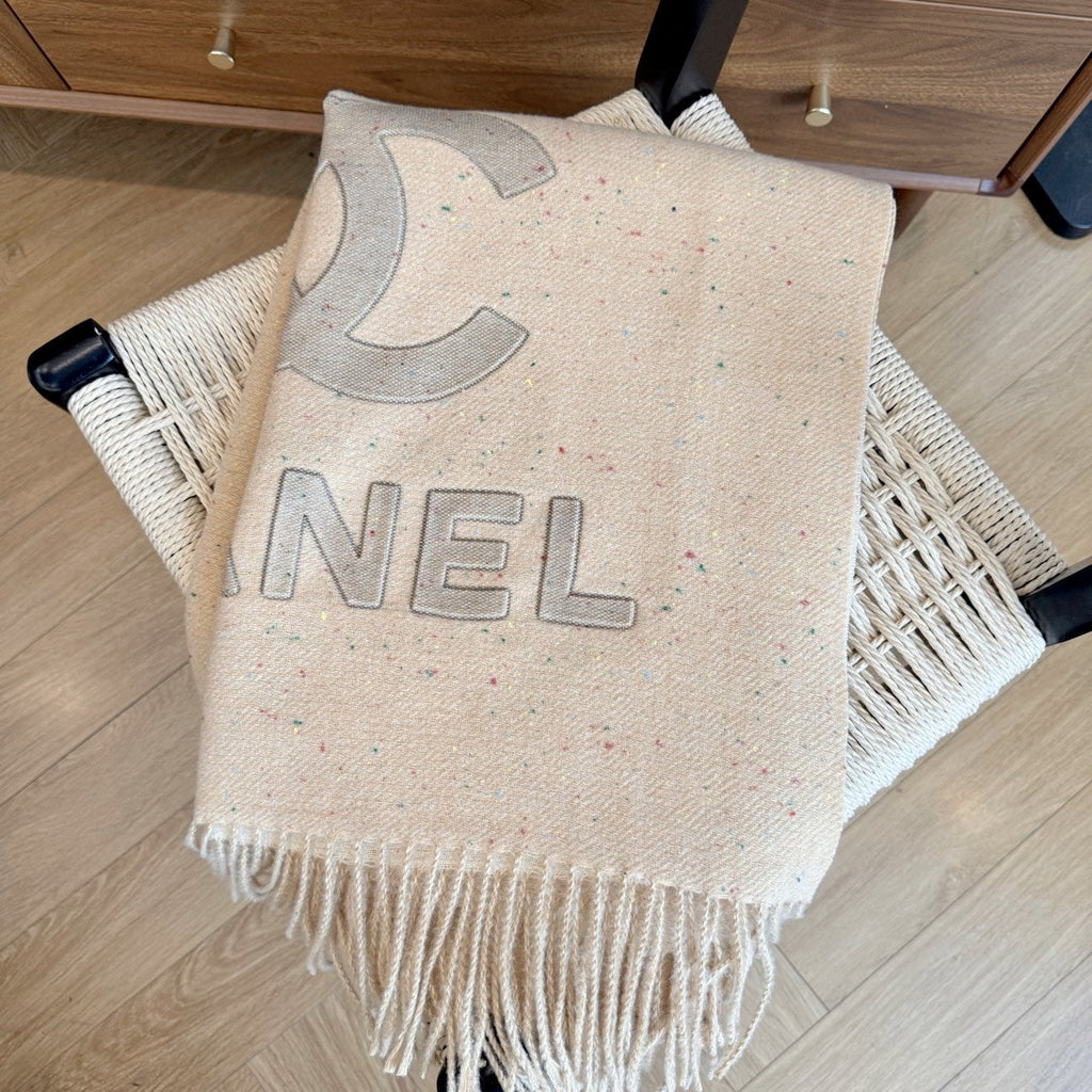 Chanel Double-C Motif Fringed Scarf